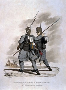 Soldats du 1er Régiment de Foot Guards en ordre de marche, tiré de 