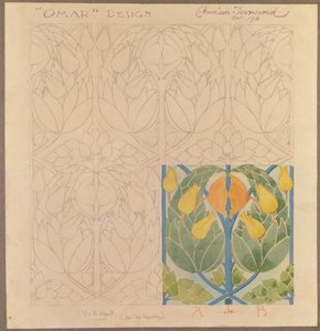 Omar, design pour un double tissu en soie et laine, 1898 - Charles Harrison Townsend
