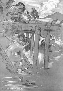 Un lieu de baignade primitif (lithographie)