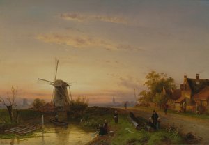 Moulin à vent au coucher du soleil