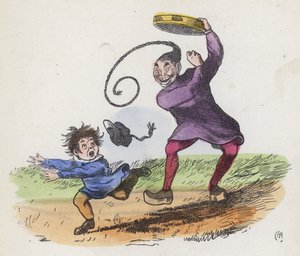 Garçon effrayé par un Chinois jouant du tambourin - Charles Henry (after) Bennett