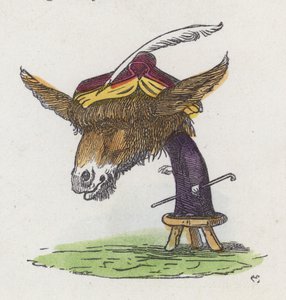 Âne debout sur un tabouret