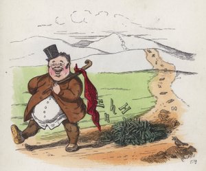 Homme gras marchant le long d