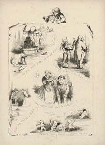 Page de Proverbes avec illustrations - Charles Henry (after) Bennett