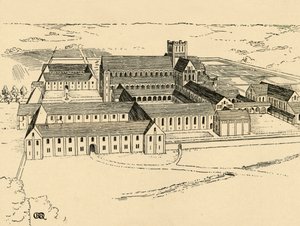 Extérieur du monastère bénédictin, 1931 - Charles Henry Bourne Quennell