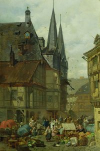 Le marché à Wernigerode, 1861