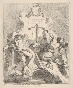 Conception pour une fontaine avec une nymphe assise à gauche et un triton tenant une coquille à sa bouche, 1768 - Charles Hutin