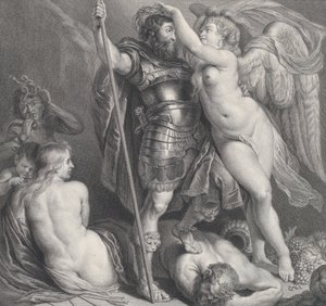Héros couronné par la Victoire, qui place une couronne de laurier sur sa tête, Vénus et Cupidon, vers 1735-61 - Charles Hutin