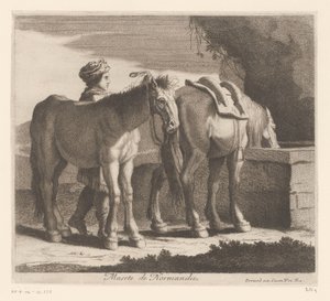Chevaux buvant (Dierenserie, série) - Charles II Errard (attributed to)