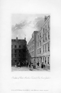 Extérieur de la dernière résidence de Charles Macklin, Tavistock Row, Covent Garden, 1840