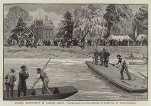 Tournoi de pêche à la ligne à Orleans House, Twickenham, lancer à deux mains par des professionnels - Charles J. Staniland