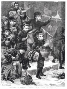 Nourrir les affamés, une soupe populaire à Londres, 1880 - Charles J. Staniland