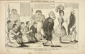 Les unionistes de Dorchester implorant la clémence de leur roi, caricature sur le sujet des martyrs de Tolpuddle - Charles Jameson Grant