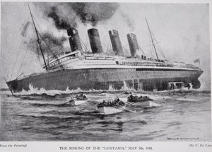 Le naufrage du Lusitania, 7 mai 1915, illustration tirée de 