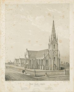 Burton-upon-Trent - Église du Christ et écoles: gravure - Charles Joseph Hullmandel