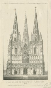 Cathédrale de Lichfield - Façade ouest : gravure