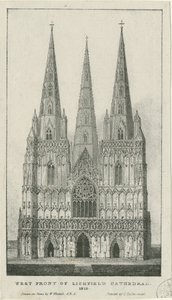 Cathédrale de Lichfield - Façade ouest - Charles Joseph Hullmandel