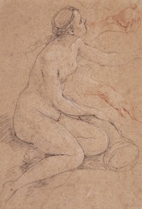 Une nymphe appuyée sur une corne d