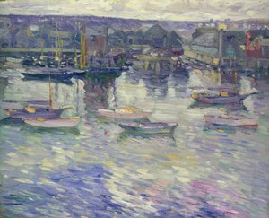 Bateaux amarrés, vers 1919 (huile sur toile) - Charles Kaelin