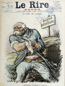 Un arrière poilu : Clemenceau, nettoyeur de tranchées. Couverture Le Rire du 16/02/1918 - Charles Leandre