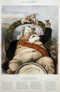 Armand Fallières, vigneron : caricature de Fallières en Bacchus (Bacco) - dans "le Rire" d