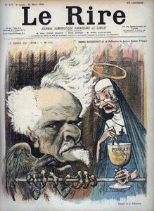 Henri Rochefort et son saint patron la bonne sainte Pélagie (Prison de la Sainte-Pélagie) - caricature de Charles Léandre (1862-1934) dans 