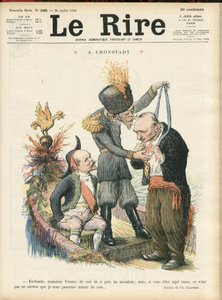 Illustration de Charles Léandre (1862-1934) pour la couverture de Le Lire, 25/07/14 - "Enchanté Monsieur Viviani de voir de si près un socialiste, mais si vous étiez un sujet russe, ce n