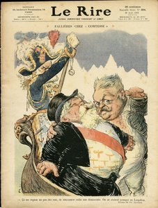 Illustration de Charles Léandre (1862-1934) pour la couverture de Le Rire, 20/08/10 - Fallières chez la Comtesse - Italie, Président de la République, Chapeau, Identifier, Venise - Fallières Armand (1841-1931) - Charles Leandre