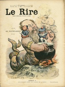 Illustration de Charles Léandre (1862-1934) pour la couverture de Le Rire, 25/09/09 - Un maître-queux - Marine Marine Marine Balnéaire - Chéron Henry (1867-1936), Sirène - Charles Leandre
