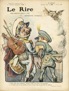 Illustration de Charles Léandre (1862-1934) pour la couverture de Le Rire, 26/06/09 - Touchante interview - Musique, guitare - Guillaume II, Nicolas II - Charles Leandre