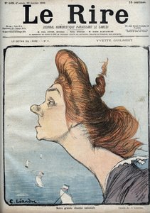 Portrait de la chanteuse Yvette Guilbert (1865-1944) - Caricature par Charles Léandre (1862-1934) dans « Le Rire » du 29 janvier - Charles Leandre