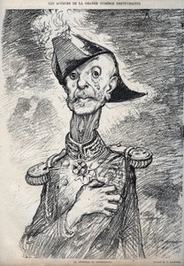 Les acteurs de la grande comédie dreyfusienne - Portrait de Raoul Le Mouton de Boisdeffre (Général de Boisdeffre) (1839-1919), militaire français - caricature de Charles Léandre (1862-1934) dans « Le Rire » 1898 - Charles Leandre