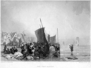 Le Marché aux poissons, vers 1820 - Charles Lewis
