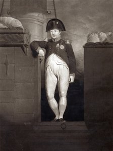 Napoléon Bonaparte sur la passerelle du HMS Bellerophon après avoir atteint Plymouth Sound, août 1815, gravé par Charles Turner