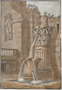 Fontaine dans une cour - Charles Louis Clerisseau