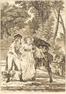 Le baiser rendu - Charles Louis Lingée after Jacques Louis François Touzé