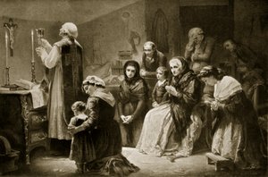 Célébration de la messe pendant la Révolution française, illustration de 
