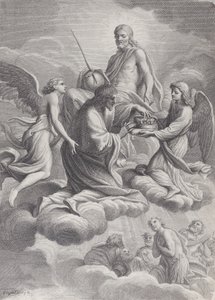 Saint Louis de France reçu au ciel par le Christ et deux anges - Charles Louis Simonneau