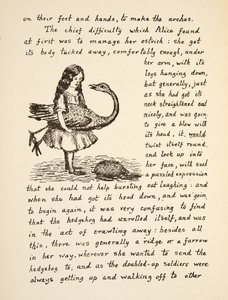 Alice tenant son autruche, illustration des Aventures d