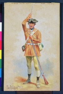 Uniformes de la Révolution américaine : 1777 Tenue de campagne privée du 1er Infanterie continentale de Géorgie - Charles MacKubin Lefferts