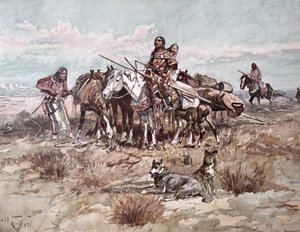 Amérindiens des Plaines déplaçant le camp - Charles Marion Russell