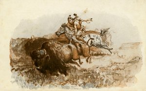 La chasse au bison par C. M. Russell - Charles Marion Russell