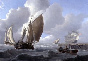 Navires au large de la côte néerlandaise