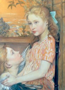 Jeune fille avec ange gardien