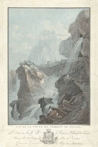 Vue de la chute du torrent de Gelten - Charles Melchior Descourtis