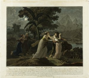 Le départ, planche 4 de Paul et Virginie - Charles Melchior Descourtis