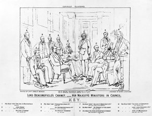 Le cabinet de Lord Beaconsfield 1874 - Les ministres de Sa Majesté en conseil, gravure par Henry Lemon, 1880 - Charles Mercier