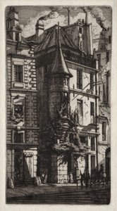 Eaux-fortes de Paris : Maison avec une tourelle, rue des Tisserands - Charles Meryon