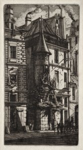 Eaux-fortes de Paris : Maison avec une tourelle, rue des Tisserands, 1852