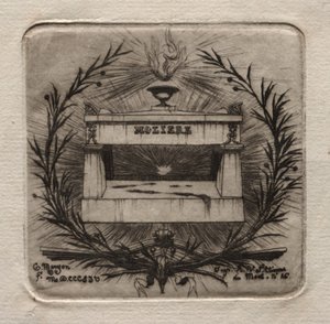 Eaux-fortes de Paris : Tombe de Molière au cimetière du Père Lachaise - Charles Meryon